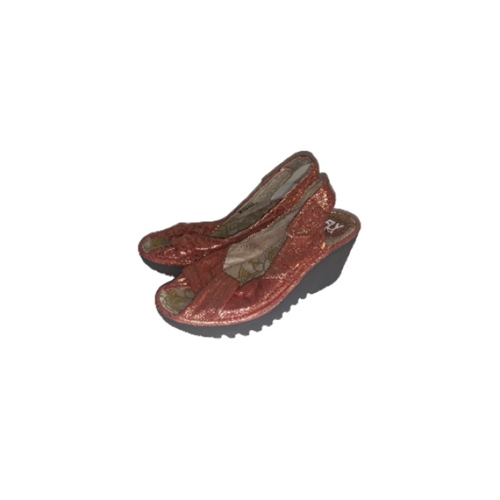 Fly London Orange and Gold Leather Sandals - Women’s Size 38